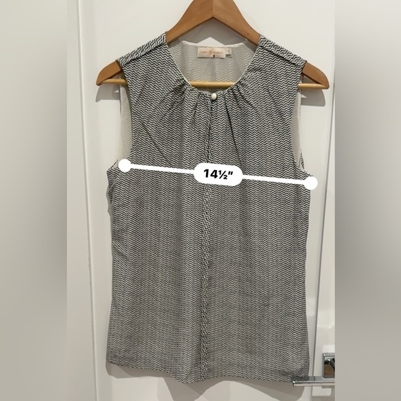 Tory Burch sleeveless black and white blouse with zip back size 10 b21 - Picture 7 of 7